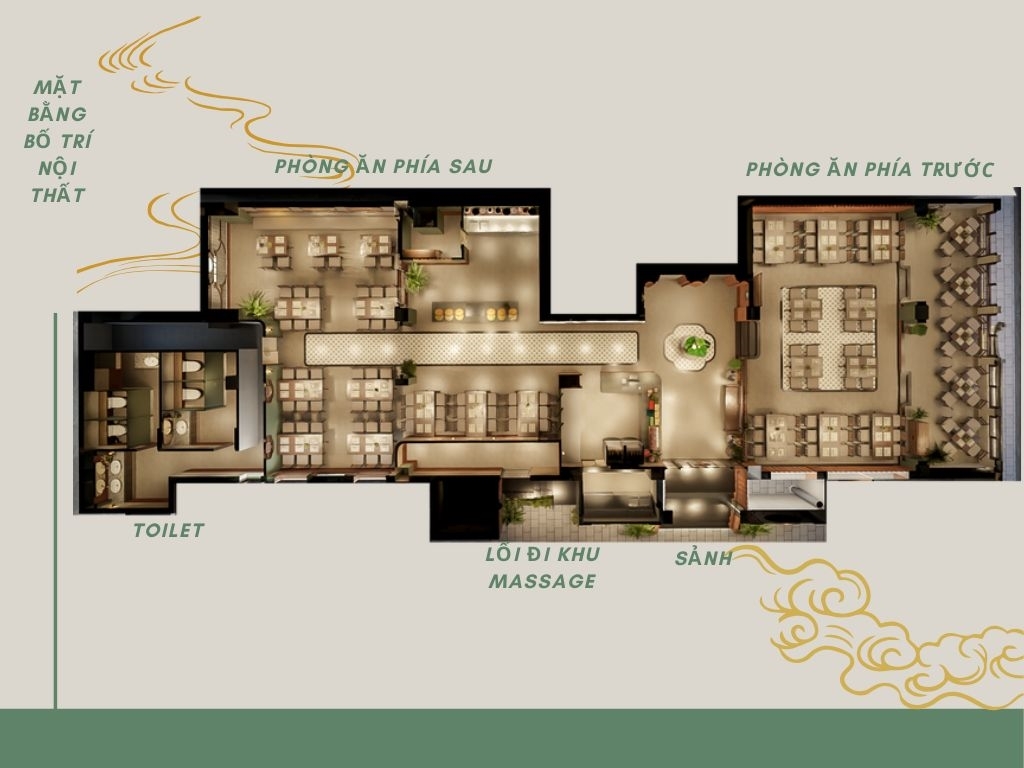 Mặt bằng bố trí nội thất - Không gian Nhà hàng Nhất Cỗ